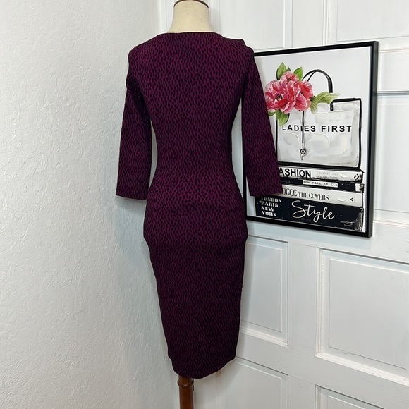 Isabel de Pedro Fuchsia & Black Midi Dress Size 2US - Picture 3 of 7